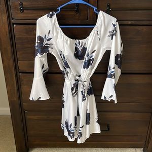 White and Navy belted dress
